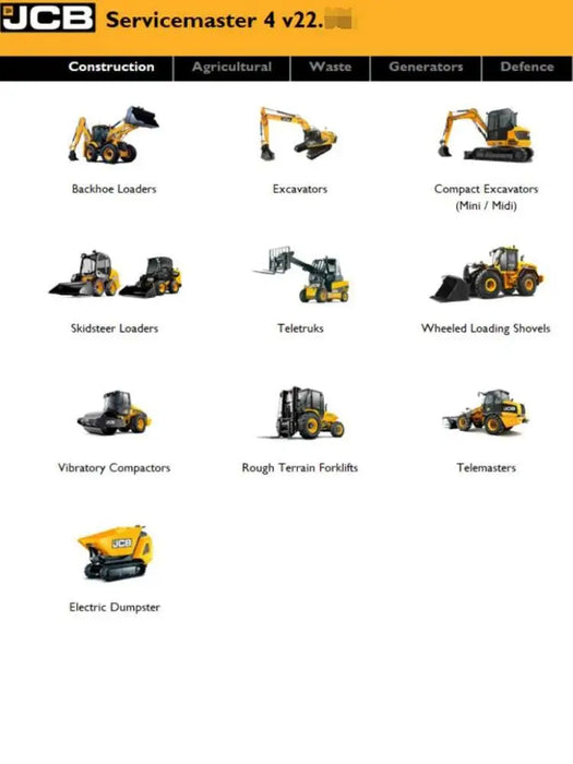 JCB ServiceMaster 4 V22.11 Diagnostic Software 2022.08  with multiple language service online shipping by download  link - TruckdiagMall