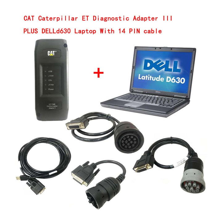 2023A/2019C CAT Caterpillar ET Diagnostic Adapter 3 (Real Caterpillar ET3 Adapter III) PLUS DELL D630 Laptop - TruckdiagMall